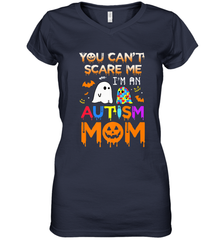 You Can't Scare Me I'm An Autism Mom Ghost Awareness Funny Women's V-Neck T-Shirt Women's V-Neck T-Shirt - HHHstores