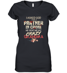 God sent me crazy grandma Women's V-Neck T-Shirt