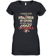 God sent me crazy grandma Women's V-Neck T-Shirt Women's V-Neck T-Shirt - HHHstores