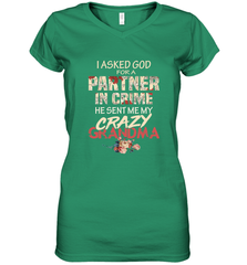 God sent me crazy grandma Women's V-Neck T-Shirt Women's V-Neck T-Shirt - HHHstores