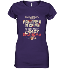 God sent me crazy grandma Women's V-Neck T-Shirt Women's V-Neck T-Shirt - HHHstores