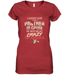 God sent me crazy grandma Women's V-Neck T-Shirt Women's V-Neck T-Shirt - HHHstores