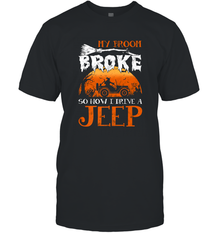 My Broom Broke So Now I Drive A Jeep Funny Witch Halloween Men's T-Shirt Men's T-Shirt / Black / S Men's T-Shirt - HHHstores