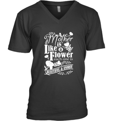 A mother is like a flower each one is beautiful and unique Men's V-Neck