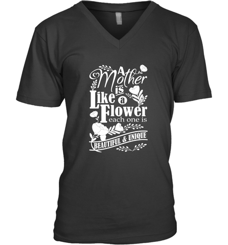 A mother is like a flower each one is beautiful and unique Men's V-Neck Men's V-Neck / Black / S Men's V-Neck - HHHstores