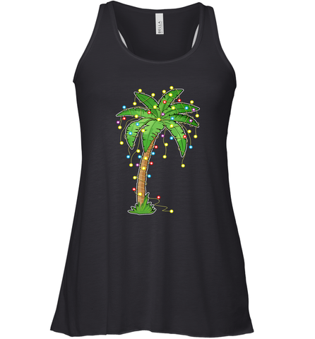 Christmas Lights Palm Tree Beach Funny Tropical Xmas Gift Women's Racerback Tank Women's Racerback Tank / Black / XS Women's Racerback Tank - HHHstores