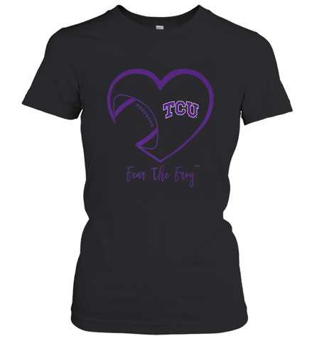 TCU Horned Frogs Football Inside Heart  Team Women's T-Shirt Women's T-Shirt / Black / S Women's T-Shirt - HHHstores