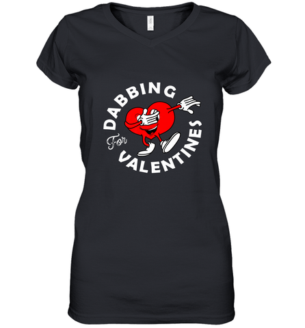 Dabbing Heart For Valentine's Day Art Graphics Heart Gift Women's V-Neck T-Shirt Women's V-Neck T-Shirt / Black / S Women's V-Neck T-Shirt - HHHstores