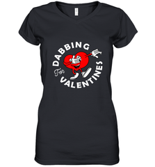 Dabbing Heart For Valentine's Day Art Graphics Heart Gift Women's V-Neck T-Shirt Women's V-Neck T-Shirt - HHHstores
