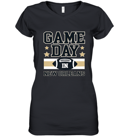 NFL New Orleans La. Game Day Football Home Team Women's V-Neck T-Shirt Women's V-Neck T-Shirt / Black / S Women's V-Neck T-Shirt - HHHstores