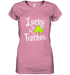 Teacher St. Patrick's Day Shirt, Lucky To Be A Teacher Women's V-Neck T-Shirt Women's V-Neck T-Shirt - HHHstores