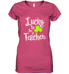 Teacher St. Patrick's Day Shirt, Lucky To Be A Teacher Women's V-Neck T-Shirt Women's V-Neck T-Shirt - HHHstores