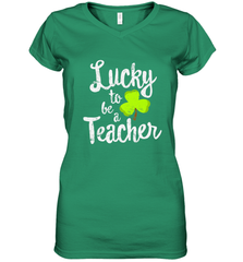 Teacher St. Patrick's Day Shirt, Lucky To Be A Teacher Women's V-Neck T-Shirt Women's V-Neck T-Shirt - HHHstores