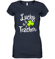 Teacher St. Patrick's Day Shirt, Lucky To Be A Teacher Women's V-Neck T-Shirt Women's V-Neck T-Shirt - HHHstores