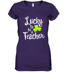 Teacher St. Patrick's Day Shirt, Lucky To Be A Teacher Women's V-Neck T-Shirt Women's V-Neck T-Shirt - HHHstores