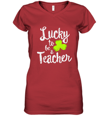 Teacher St. Patrick's Day Shirt, Lucky To Be A Teacher Women's V-Neck T-Shirt Women's V-Neck T-Shirt - HHHstores