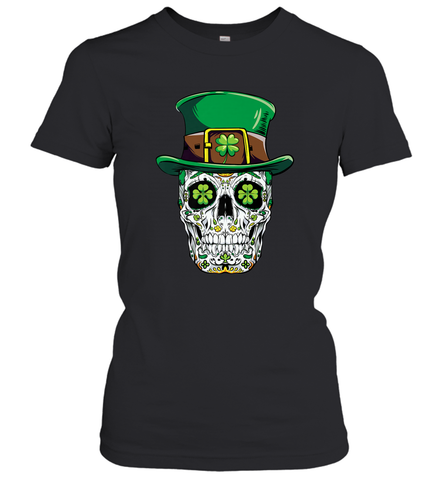 Sugar Skull Leprechaun T Shirt St Patricks Day Women Men Women's T-Shirt Women's T-Shirt / Black / S Women's T-Shirt - HHHstores