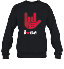 Cute Love Hand Sign Heart Valentines Day Retro Vintage Top Crewneck Sweatshirt Crewneck Sweatshirt - HHHstores