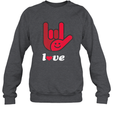Cute Love Hand Sign Heart Valentines Day Retro Vintage Top Crewneck Sweatshirt Crewneck Sweatshirt - HHHstores