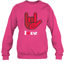 Cute Love Hand Sign Heart Valentines Day Retro Vintage Top Crewneck Sweatshirt Crewneck Sweatshirt - HHHstores