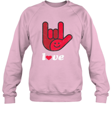 Cute Love Hand Sign Heart Valentines Day Retro Vintage Top Crewneck Sweatshirt Crewneck Sweatshirt - HHHstores