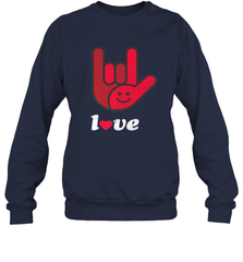 Cute Love Hand Sign Heart Valentines Day Retro Vintage Top Crewneck Sweatshirt Crewneck Sweatshirt - HHHstores