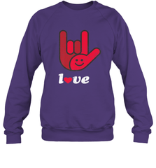 Cute Love Hand Sign Heart Valentines Day Retro Vintage Top Crewneck Sweatshirt Crewneck Sweatshirt - HHHstores