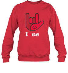 Cute Love Hand Sign Heart Valentines Day Retro Vintage Top Crewneck Sweatshirt Crewneck Sweatshirt - HHHstores