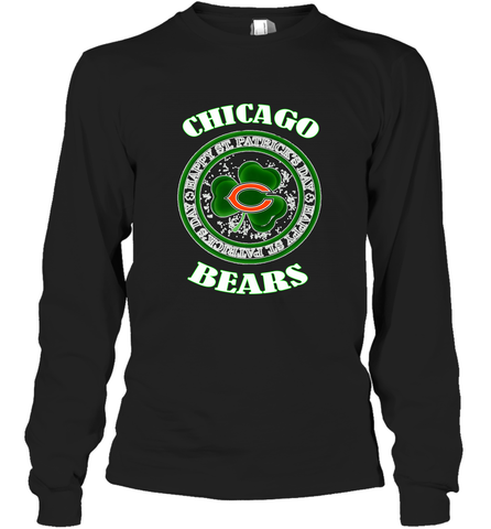 NFL Chicagi Bears Logo Happy St Patrick's Day Long Sleeve T-Shirt Long Sleeve T-Shirt / Black / S Long Sleeve T-Shirt - HHHstores