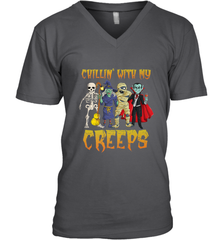 Chillin With My Creeps Vampire Halloween Skeleton Witch Men's V-Neck Men's V-Neck - HHHstores