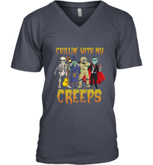 Chillin With My Creeps Vampire Halloween Skeleton Witch Men's V-Neck Men's V-Neck - HHHstores