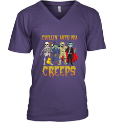Chillin With My Creeps Vampire Halloween Skeleton Witch Men's V-Neck Men's V-Neck - HHHstores