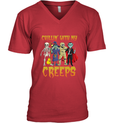 Chillin With My Creeps Vampire Halloween Skeleton Witch Men's V-Neck Men's V-Neck - HHHstores