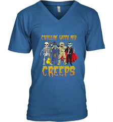 Chillin With My Creeps Vampire Halloween Skeleton Witch Men's V-Neck Men's V-Neck - HHHstores