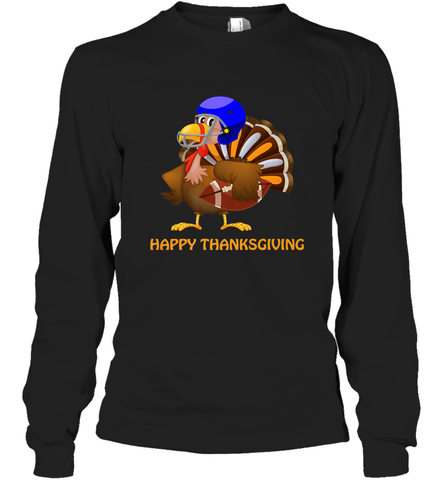 Cool Happy Thanksgiving Football Shirt Gobble Player Turkey Long Sleeve T-Shirt Long Sleeve T-Shirt / Black / S Long Sleeve T-Shirt - HHHstores