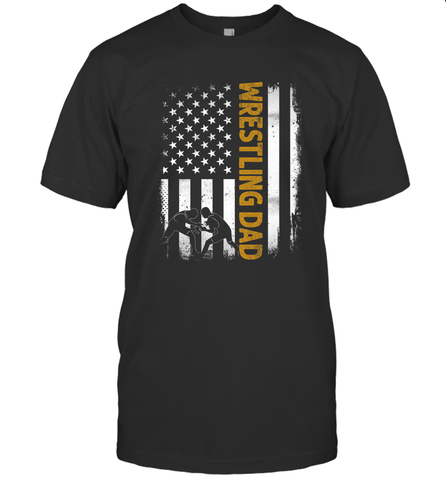 Wrestling Dad Tshirt American Flag 4th Of July Fathers Day Men's T-Shirt Men's T-Shirt / Black / S Men's T-Shirt - HHHstores