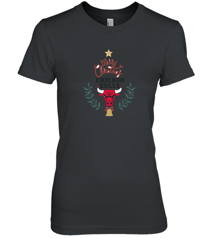 NBA Chicago Bulls Logo merry Christmas gilf Women's Premium T-Shirt Women's Premium T-Shirt / Black / XS Women's Premium T-Shirt - HHHstores