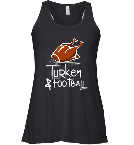 Turkey And Football Thanksgiving Day Football Fan Holiday Gift Women's Racerback Tank Women's Racerback Tank / Black / XS Women's Racerback Tank - HHHstores