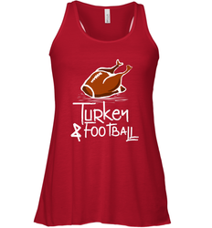 Turkey And Football Thanksgiving Day Football Fan Holiday Gift Women's Racerback Tank