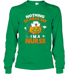 Nurse Halloween Gifts Nothing Scares Me I Am A Nurse Long Sleeve T-Shirt Long Sleeve T-Shirt - HHHstores