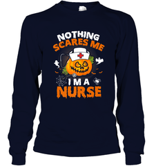 Nurse Halloween Gifts Nothing Scares Me I Am A Nurse Long Sleeve T-Shirt Long Sleeve T-Shirt - HHHstores