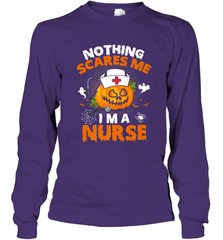 Nurse Halloween Gifts Nothing Scares Me I Am A Nurse Long Sleeve T-Shirt Long Sleeve T-Shirt - HHHstores