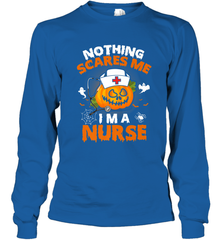 Nurse Halloween Gifts Nothing Scares Me I Am A Nurse Long Sleeve T-Shirt Long Sleeve T-Shirt - HHHstores