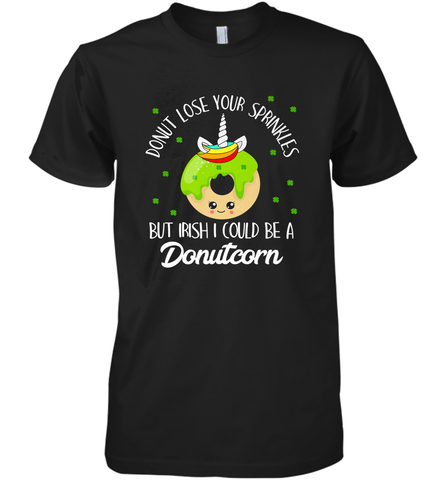 Donutcorn Funny Cute Donut Unicorn Irish St Patrick's Day Men's Premium T-Shirt Men's Premium T-Shirt / Black / XS Men's Premium T-Shirt - HHHstores
