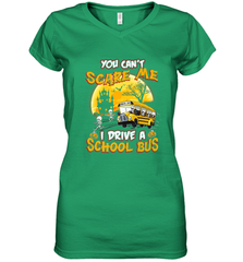 You Can't Scare Me I Drive School Bus Halloween Gift Women's V-Neck T-Shirt Women's V-Neck T-Shirt - HHHstores