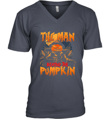Mens Halloween Fun Dad The Man Behind Pumpkin Gift Men's V-Neck Men's V-Neck - HHHstores