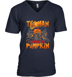 Mens Halloween Fun Dad The Man Behind Pumpkin Gift Men's V-Neck