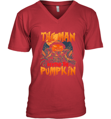 Mens Halloween Fun Dad The Man Behind Pumpkin Gift Men's V-Neck Men's V-Neck - HHHstores