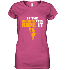 If the broom fits, ride it funny Halloween Witch Women's V-Neck T-Shirt Women's V-Neck T-Shirt - HHHstores