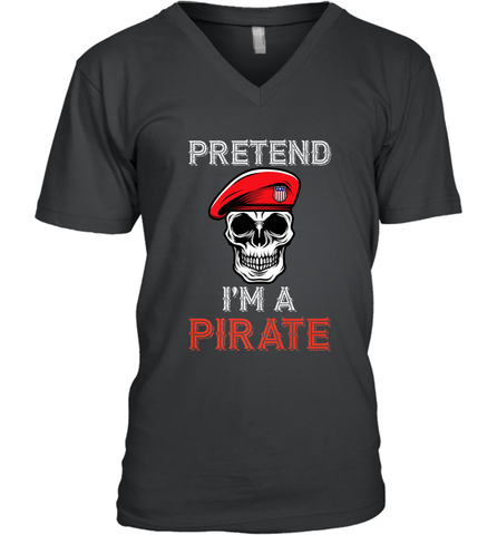 Pretend I'm A Pirate Tee Funny Halloween Party Costume Gift Men's V-Neck Men's V-Neck / Black / S Men's V-Neck - HHHstores